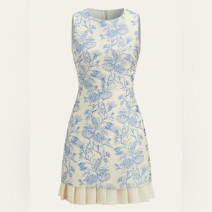 Commense Floral Printed Sleeveless Dress with Pleated Hem Size S